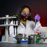 A UIC bioengineering student works on a lab experiment