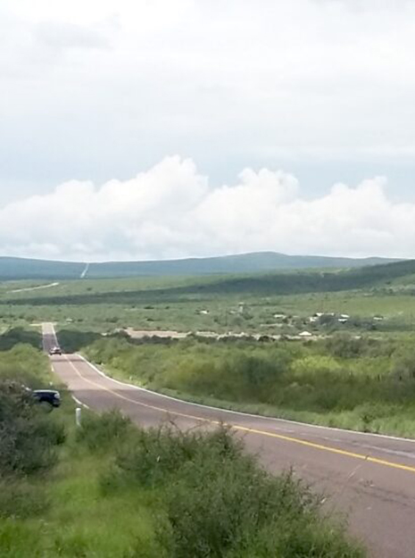 A highway and countryside in Santo Domingo, Mexico